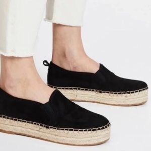 Sam Edelman Carrin black suede platform espadrille slip on shoes size 7.5